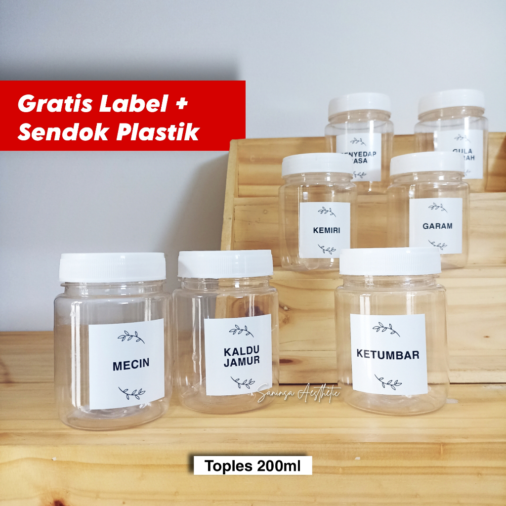 Toples Tempat Bumbu Dapur Set Aesthetic Free Label Waterproof 200ml
