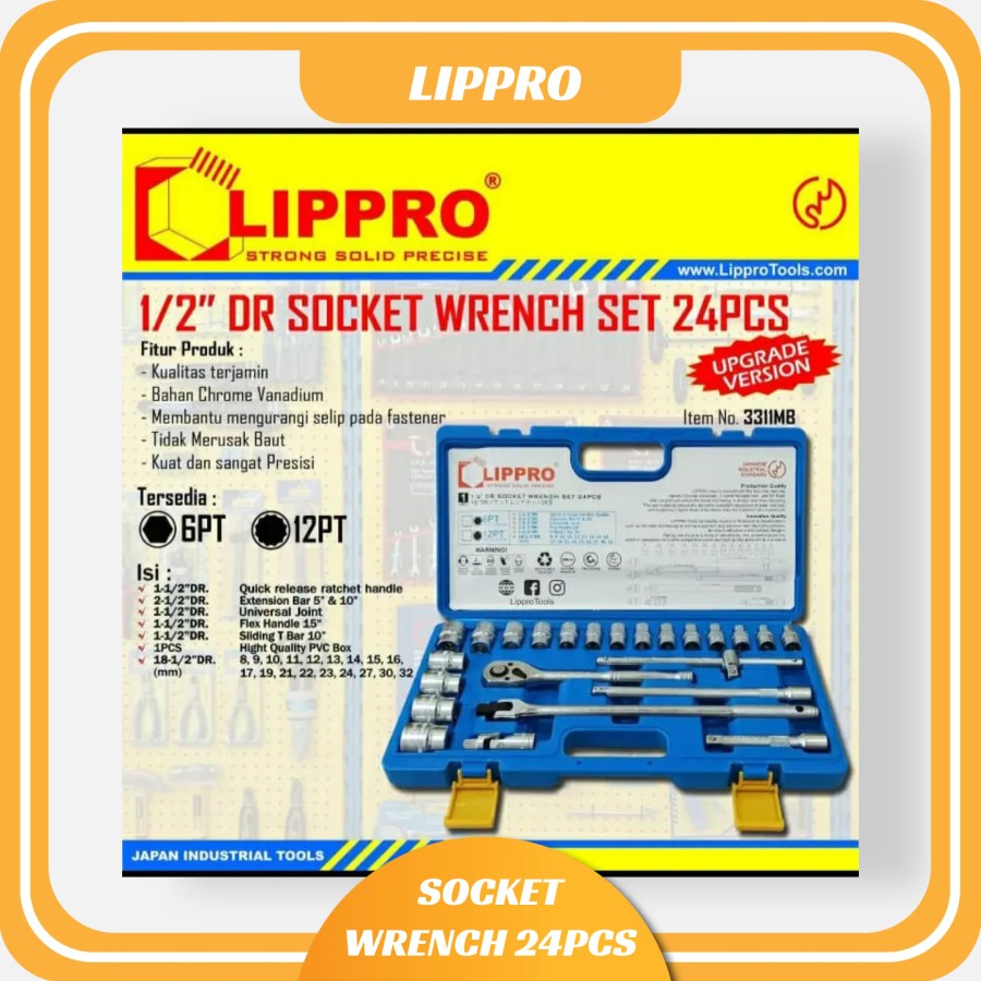LIPPRO Kunci Sok Set 24pcs BOX PVC 6PT KUNCI SOCK SHOCK SET 8-32MM