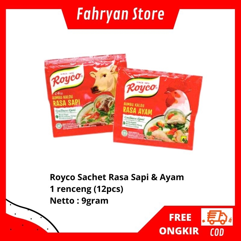 

Royco Sachet Kemasan 9gram rasa ayam dan sapi 12pcs