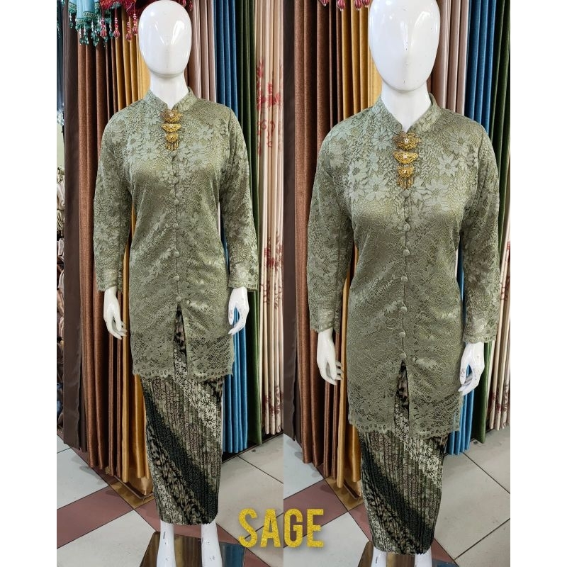 Stelan Kebaya Tunik Brokat Kancing