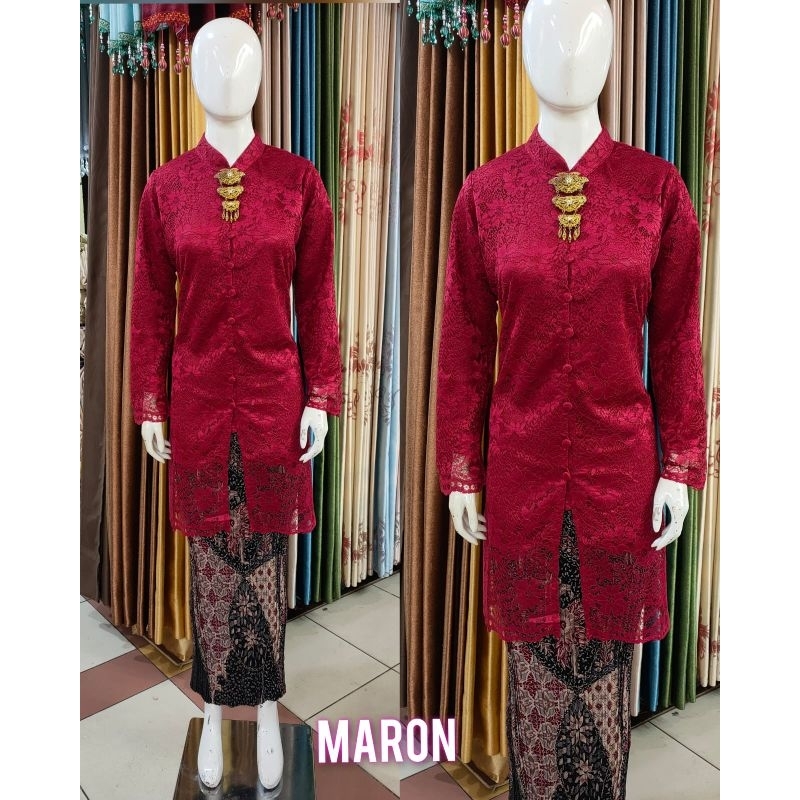 Stelan Kebaya Tunik Brokat Kancing