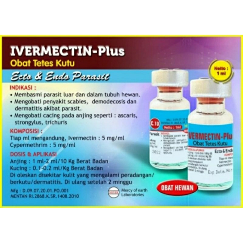 Ivermectin Plus 1Ml Obat Kutu Tetes Kucing Anjing