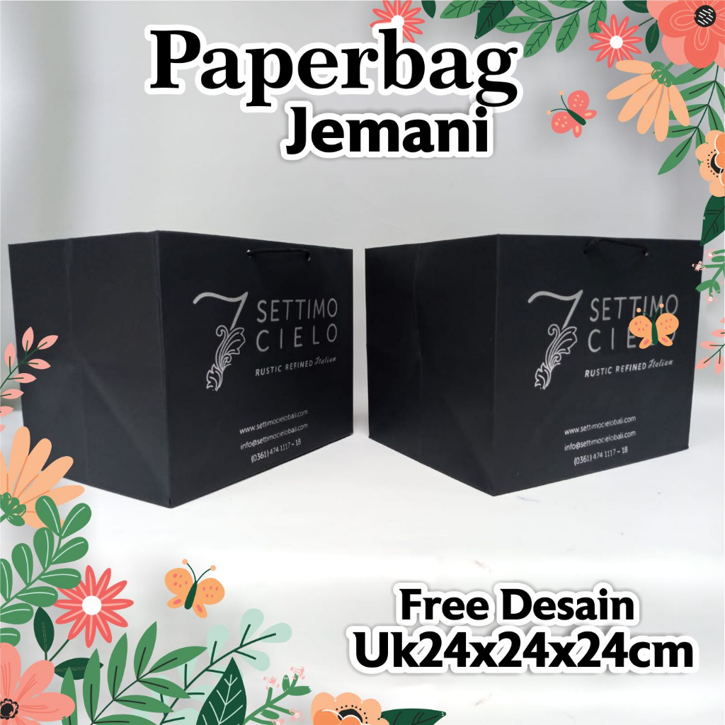 

Paper bag hitam sablon emas tas custom tas box nasi free desain