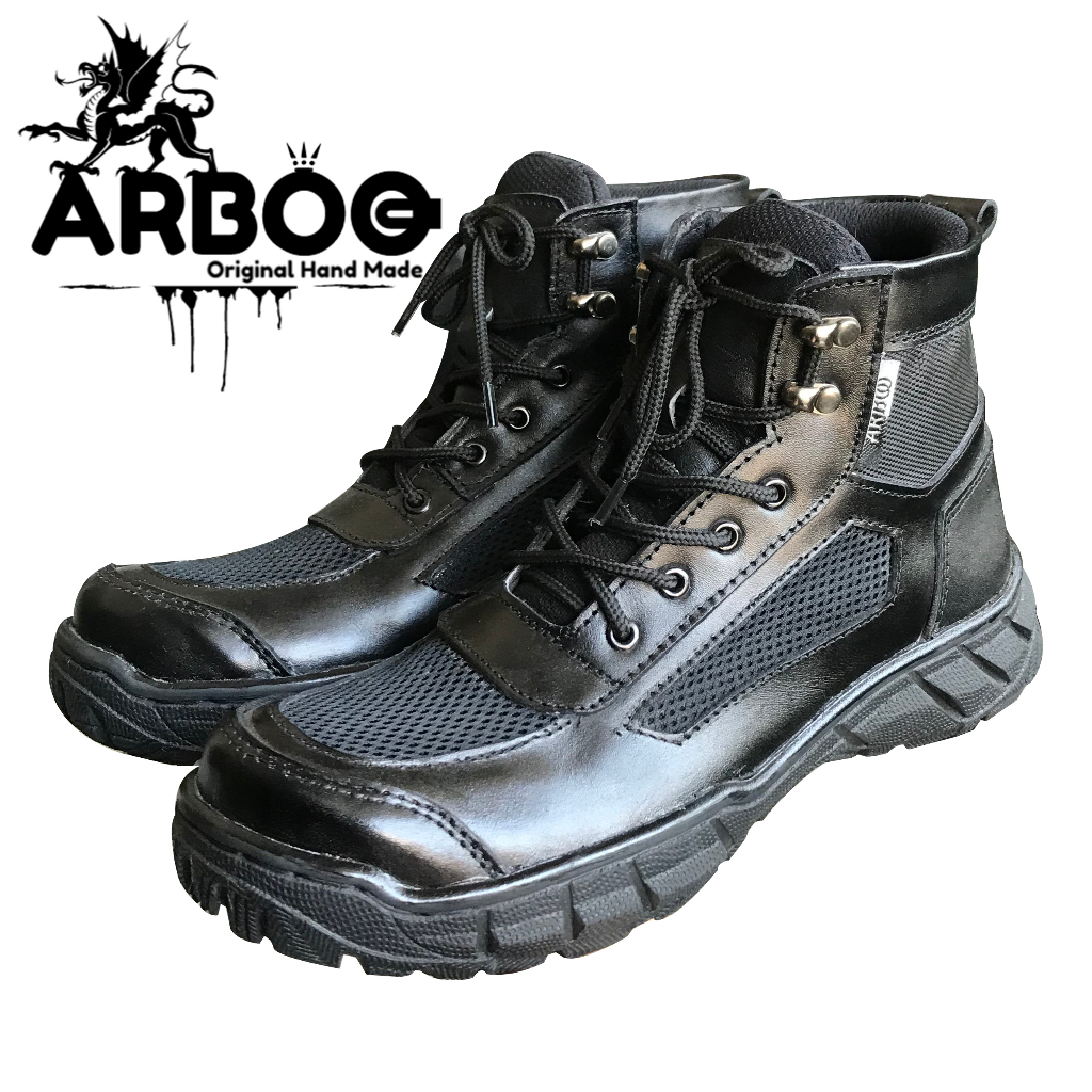 Promo Sepatu PDL Pendek LOW ARBOO BOA Tawon Hitam KULIT SAPI ASLI Real PICTURE