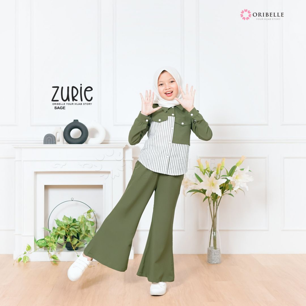 Setelan Baju Gamis Dress Pakaian Muslim Anak Perempuan Umur 10-14 Tahun Oribelle Kids Zurie Premium 