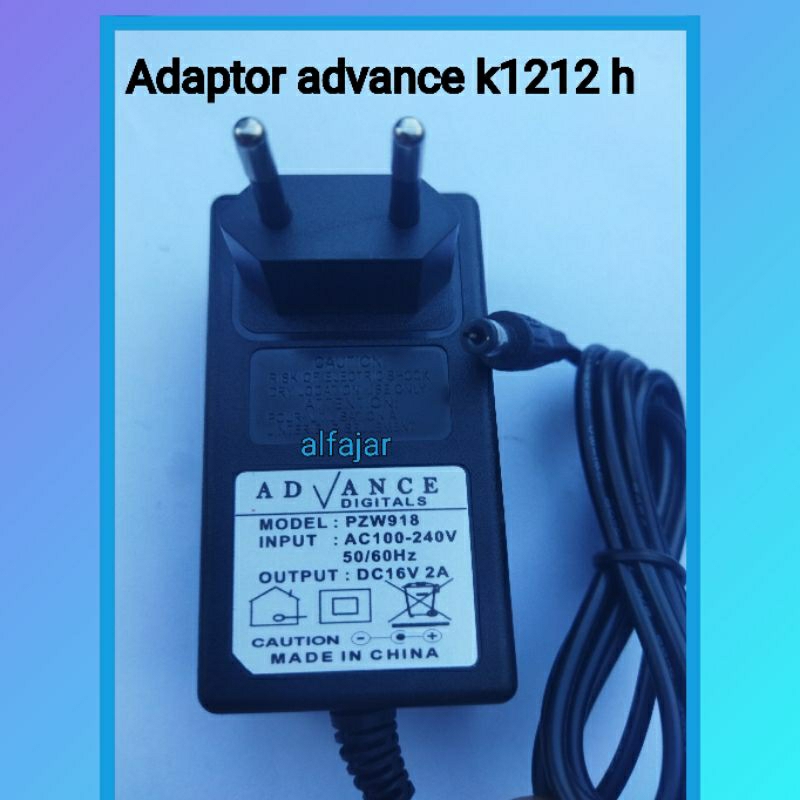 Adaptor Charger untuk advance k1212 h PZW918 16V 2A