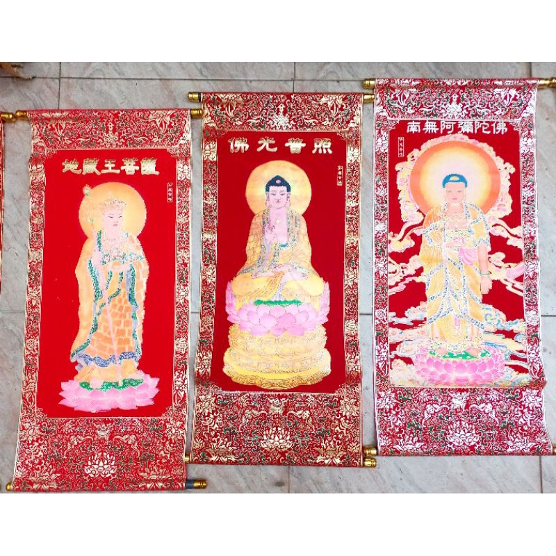 Back drop Buddha / Gantungan Dewa / Backdrop Altar Sembahyang / Dekorasi Dinding Buddha / Wall Scrol