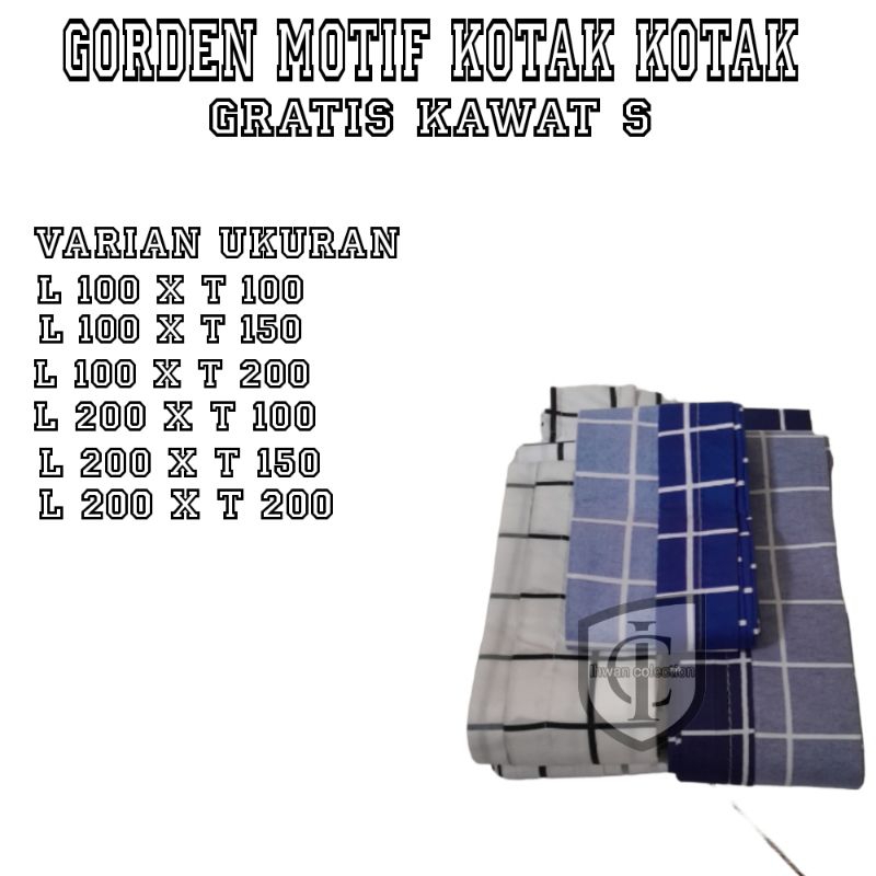 Gorden tirai jendela/motif kotak kotak/gorden plisket kotak cantolan