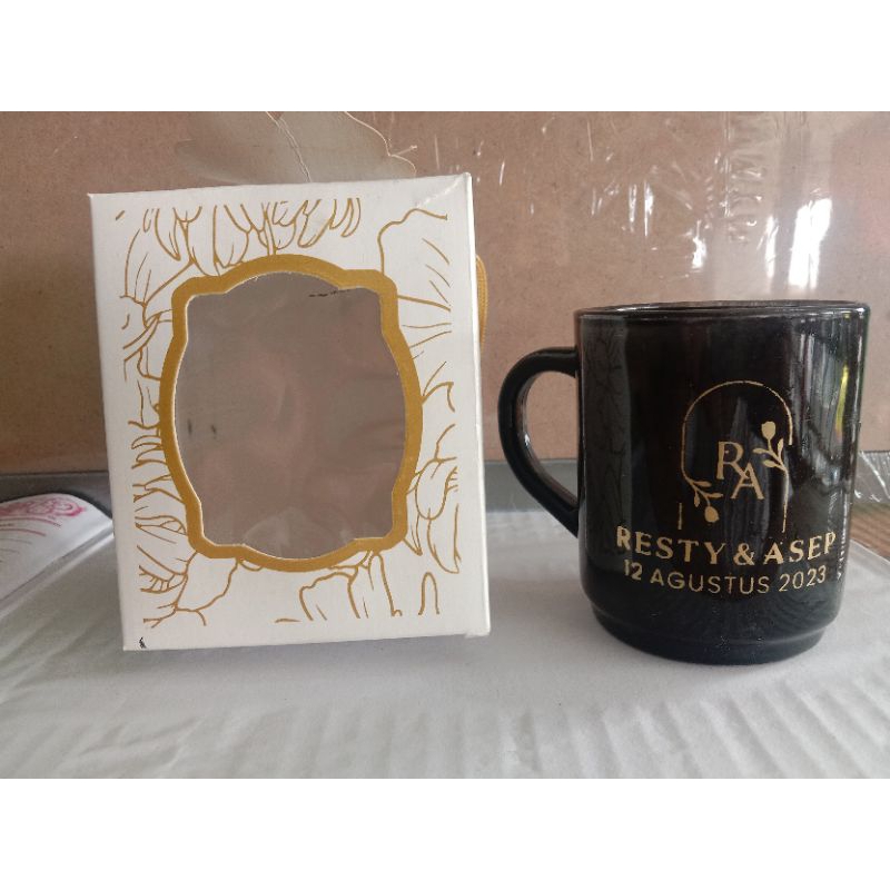 souvenir gelas gagang hitam