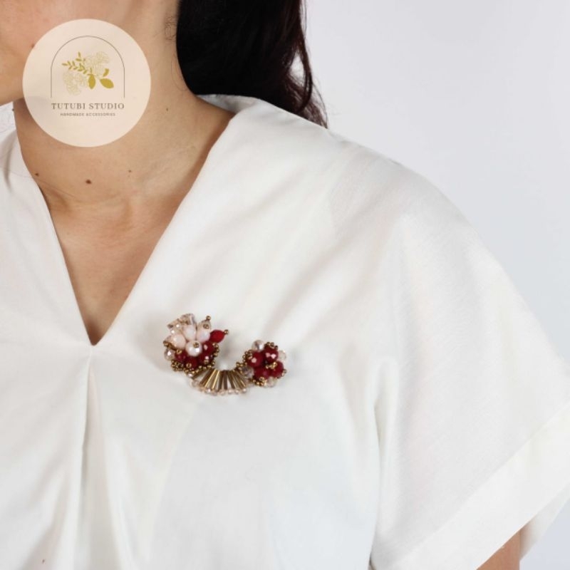 Red Necklace brooch christmas Series / independence Day collection / kalung bros handmade / kalung b
