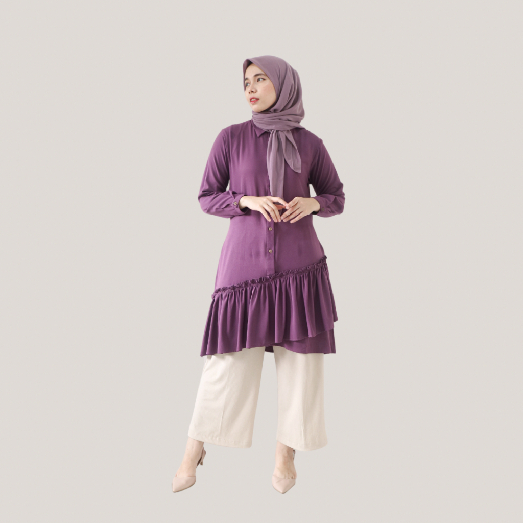 Mayshaliha Lora Tunik Baju Tunik Simple Polos