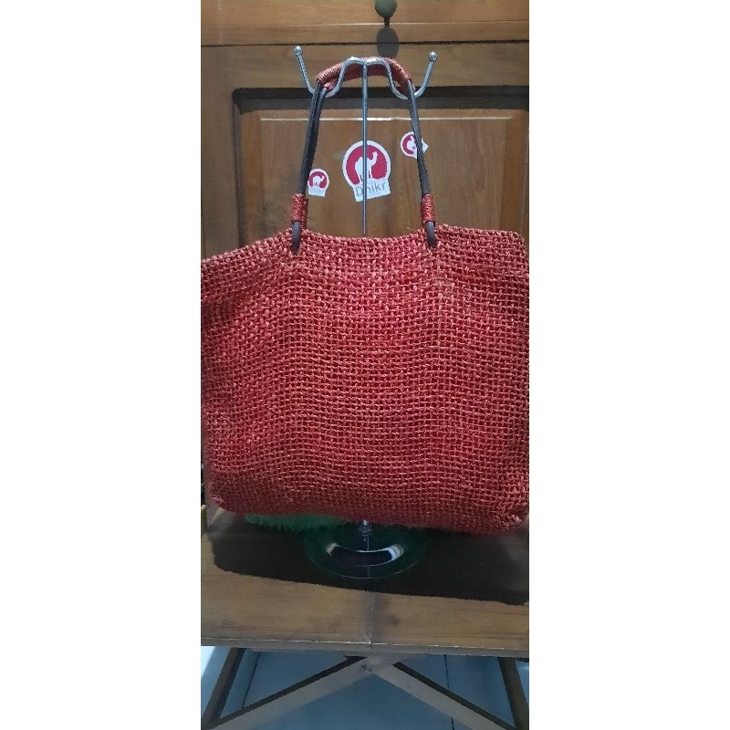 tote bag anyaman brand martina pink (monza bag),harga nett no nego