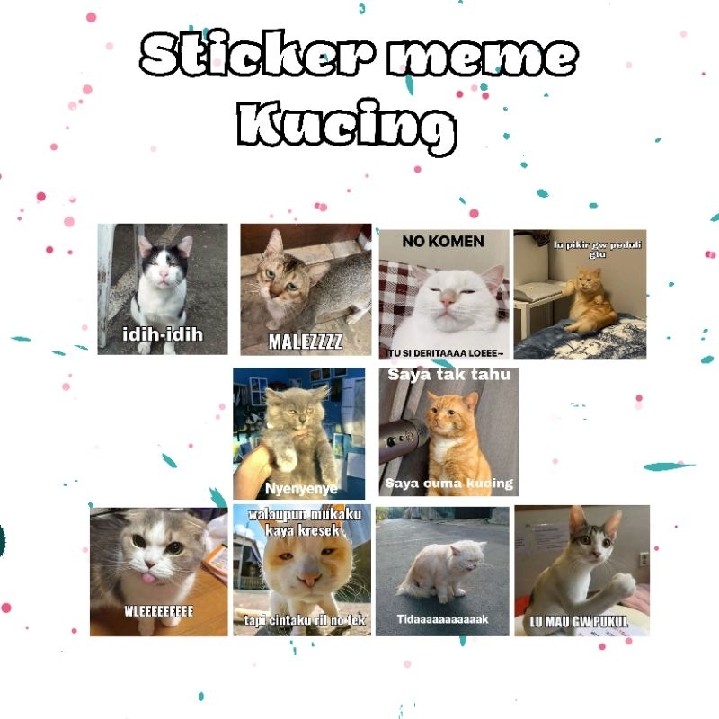 Sticker Meme Kucing 10pcs Waterproof