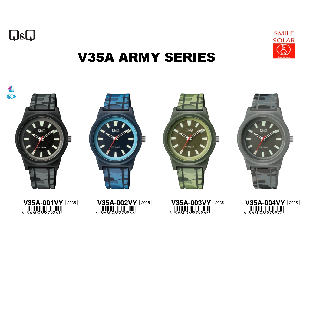 Jam Tangan Pria Casual Sporty Rubber Analog Original Q&Q QNQ QQ V35A Series