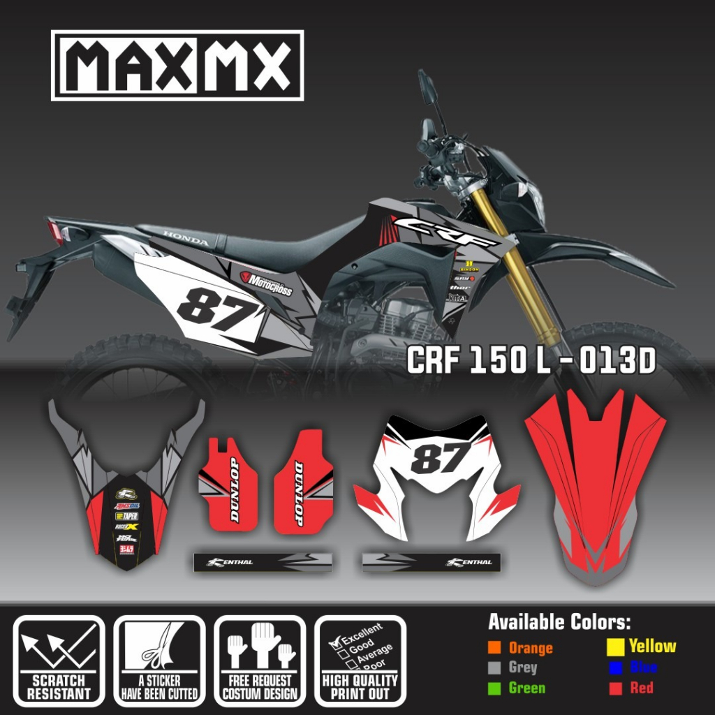 decal stiker full body keren CRF 150 L motif merah putih hitam abu