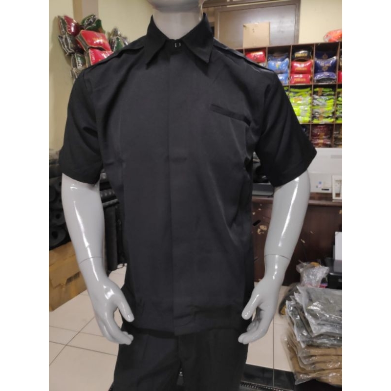 Safari satpam Coklat Pendek Model Paspampres | Safari kancing Paspampres Coklat Pendek