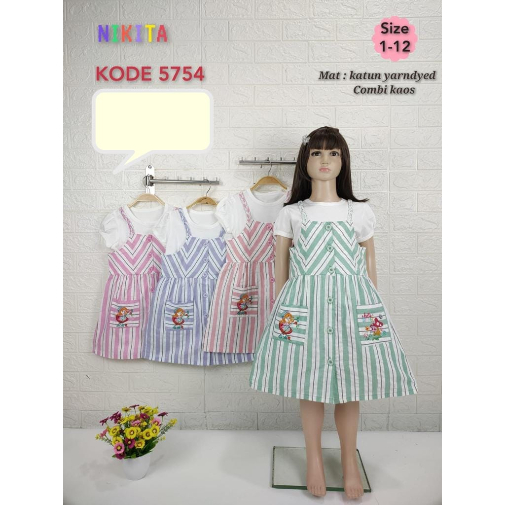 DRESS NIKITA ANAK CEWEK / NIKITA DRESS KATUN ANAK / OVERALL DRESS ANAK CEWEK