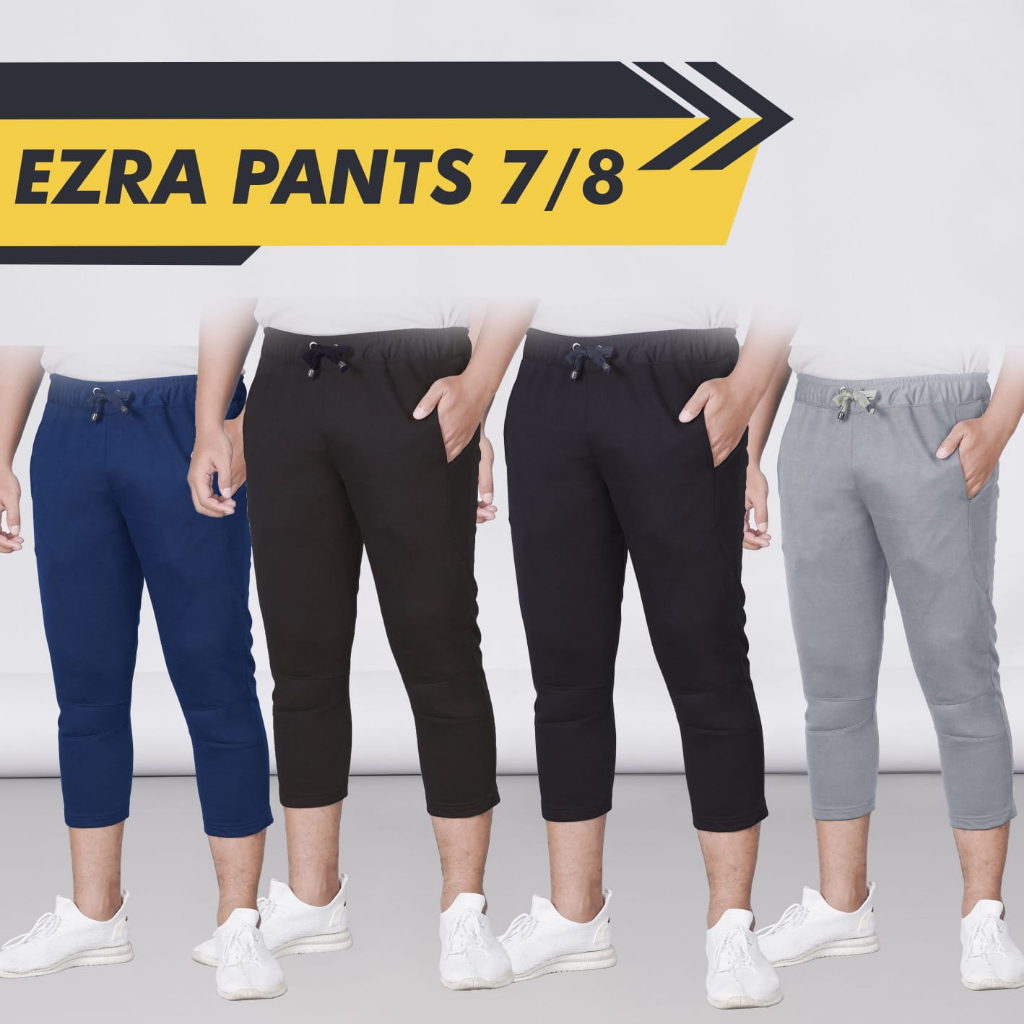 EZRA Celana Olahraga Training Pants 7/8 Slim Fit Bahan Baby Terry M-3XL