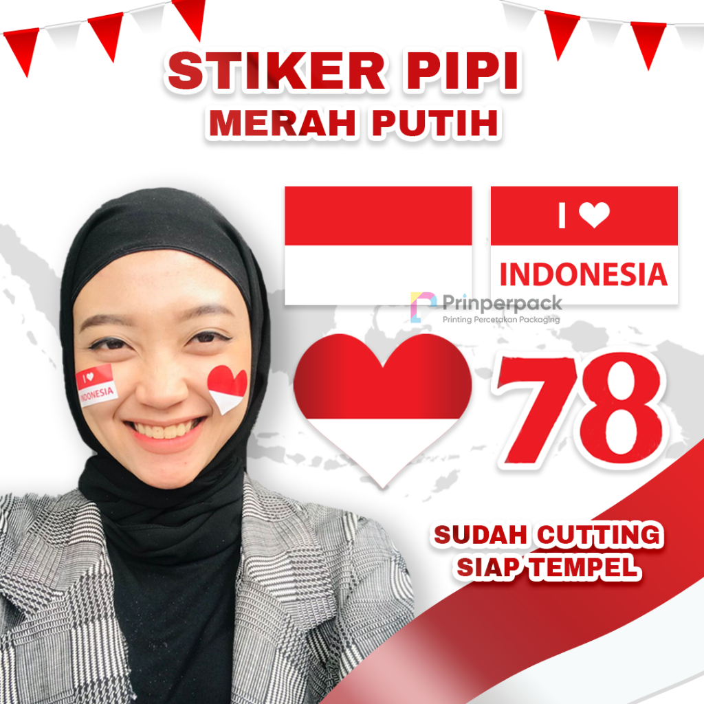 

100pcs Stiker bendera pipi / stiker agustusan / label stiker agustusan / stiker bendera / stiker merah putih / label agustusan / stiker pipi agustusan / tempelan bendera di pipi / tempelan stiker merah putih