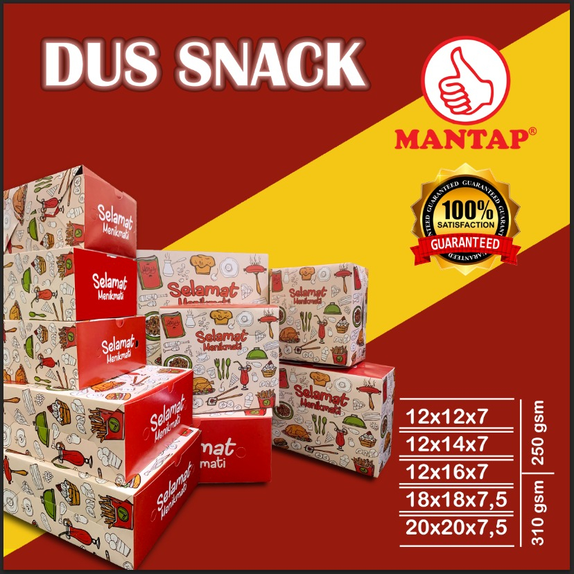 Box Kardus Snack Kue Mantap 12x12 12x14 12x16 / Dus Kotak Roti Motif Print Selamat Menikmati 12 x 12 - 12 x 14 - 12 x 16