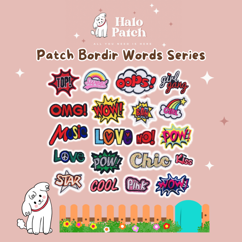 BORDIR PATCH WORDS SERIES IRON ON/ PATCH BORDIR KATA KATA / BORDIR PATCH HURUF