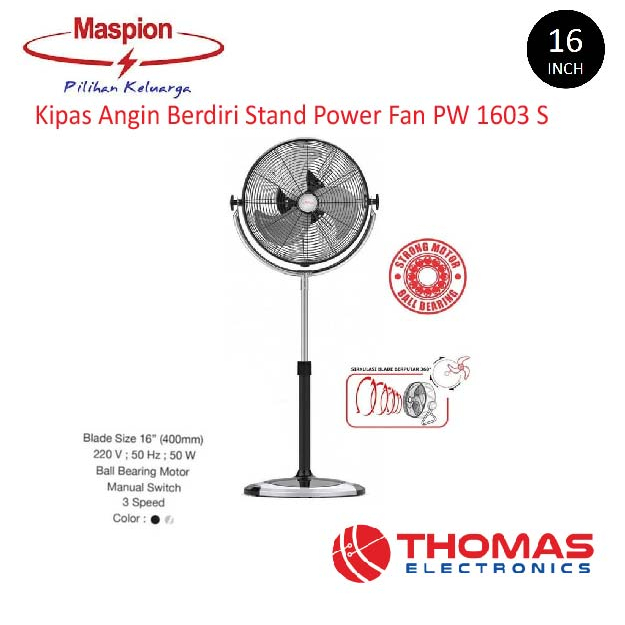 Kipas Angin Berdiri Stand Fan Maspion PW1603S PW 1603 S 16 Inch Garansi Resmi