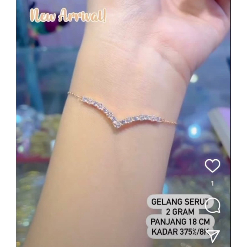 Gelang serut aurel emas kadar 375%/8k