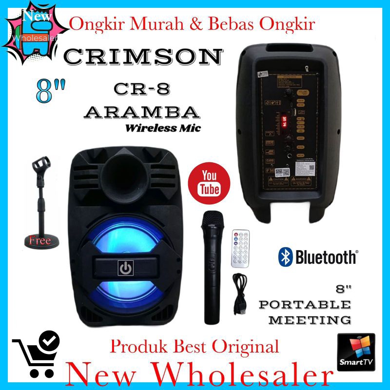 speaker wireless portable Charging crimson 8 inch CR8 aramba