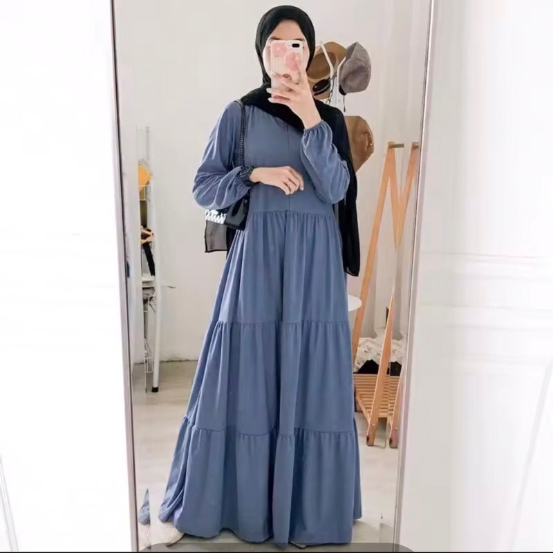 Gamis Susun Rayon Gamis Muslimah Ruffle Home Dress Gamis Rayon Polos Busui Frendly