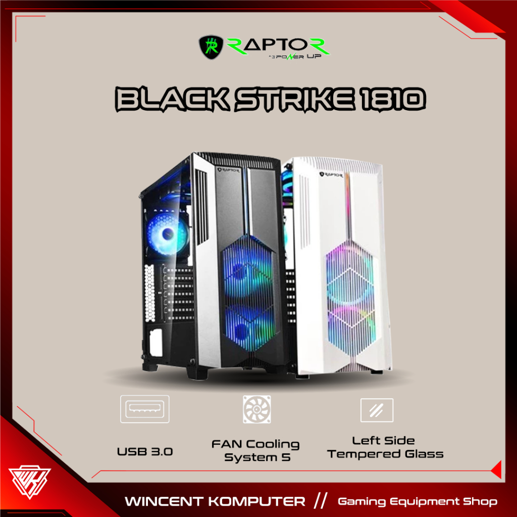 CASING Gaming Case 3 Power Up RAPTOR Black Strike 1810 - White