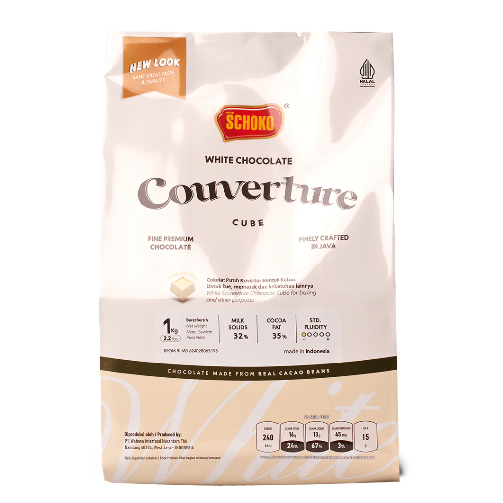 

SCHOKO White Chocolate Couverture Cube - 1 Kg / Coklat Kovertur Dadu