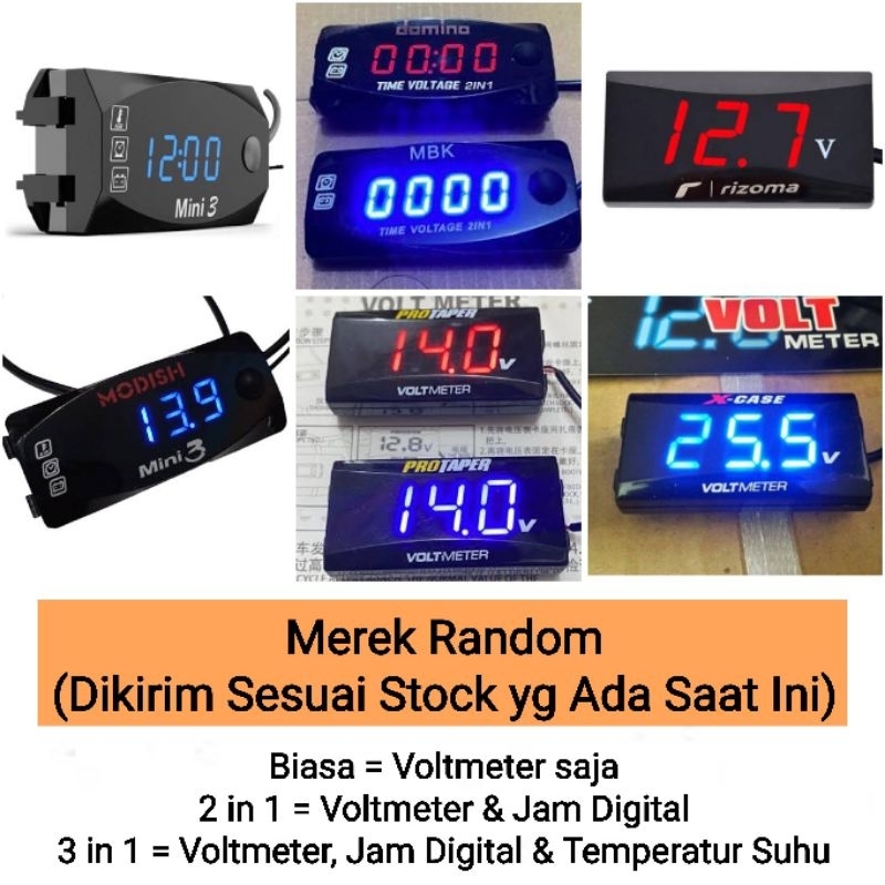 VOLT METER WATERPROOF VOLT METER 3in1 VOLT METER AKI , PENGUKUR DAYA AKI UNIVERSAL