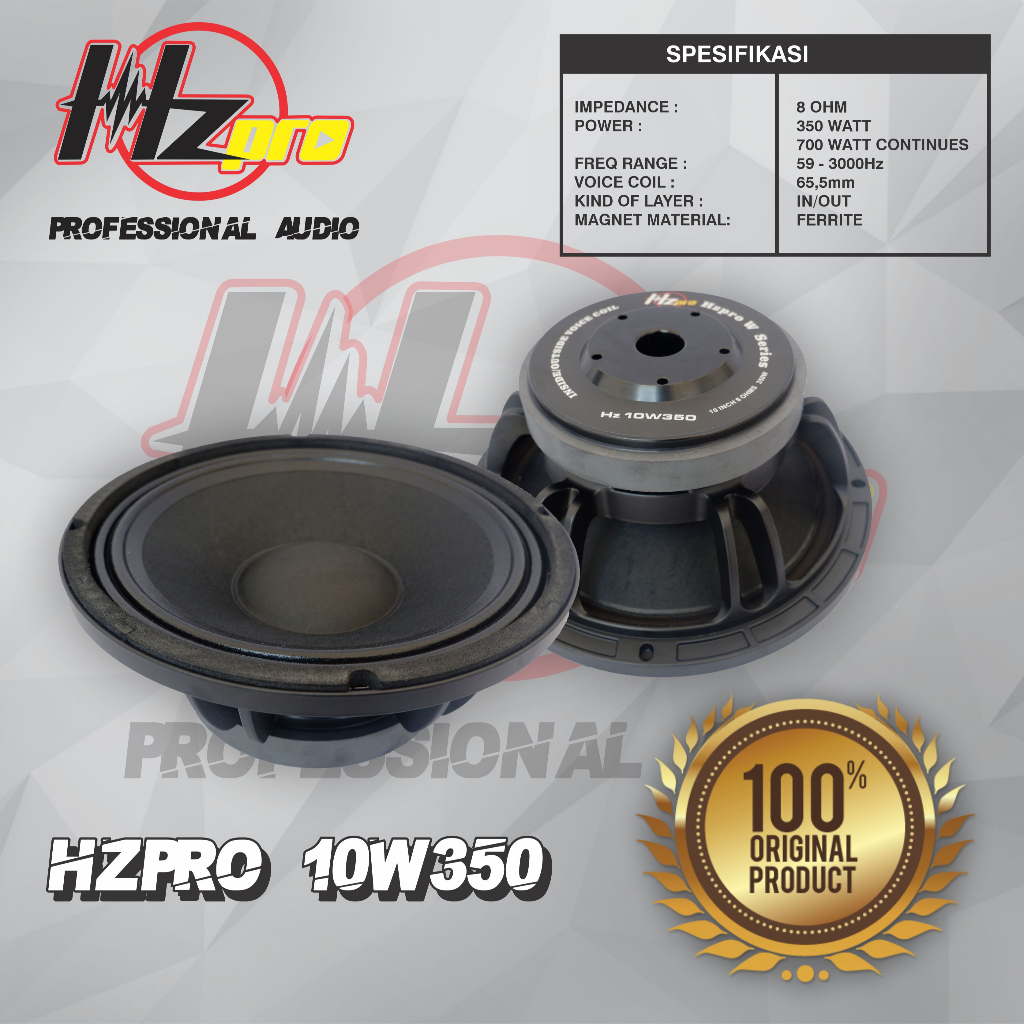 SPEAKER KOMPONEN HZ PRO 10W350 ORIGINAL (10INCH)