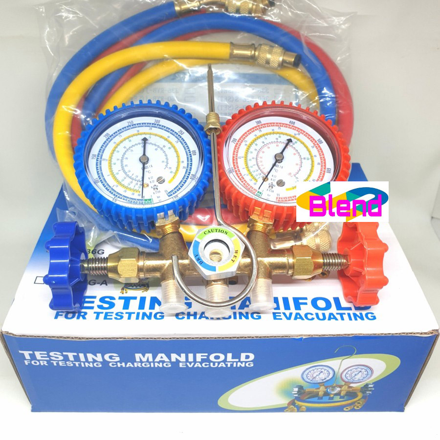 Manifold Double Multi SET Selang/Alat Ukur Tekanan Freon R22-410-134