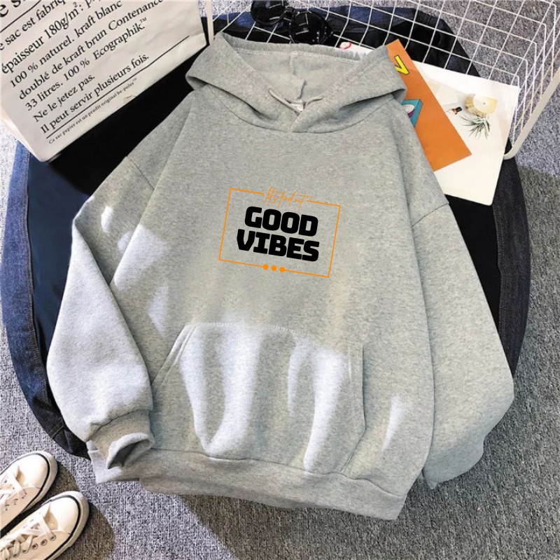 HPYNES Let's Find Out Good Vibe Hoodie Pull Over Pria Lengan Panjang