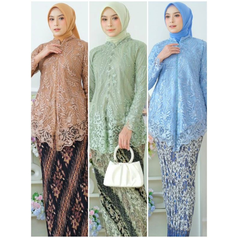 KEBAYA BLUES KAIRA PAYET MODERN TERBARU SET BAJU KEBAYA LAMARAN MASAKINI KEBAYA HIJAU SAGE