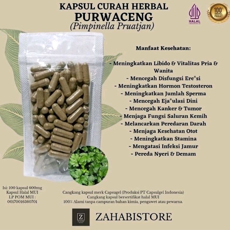PURWACENG 100 Kapsul Curah Herbal Jamu Kuat Pria Vitalitas Libido ED