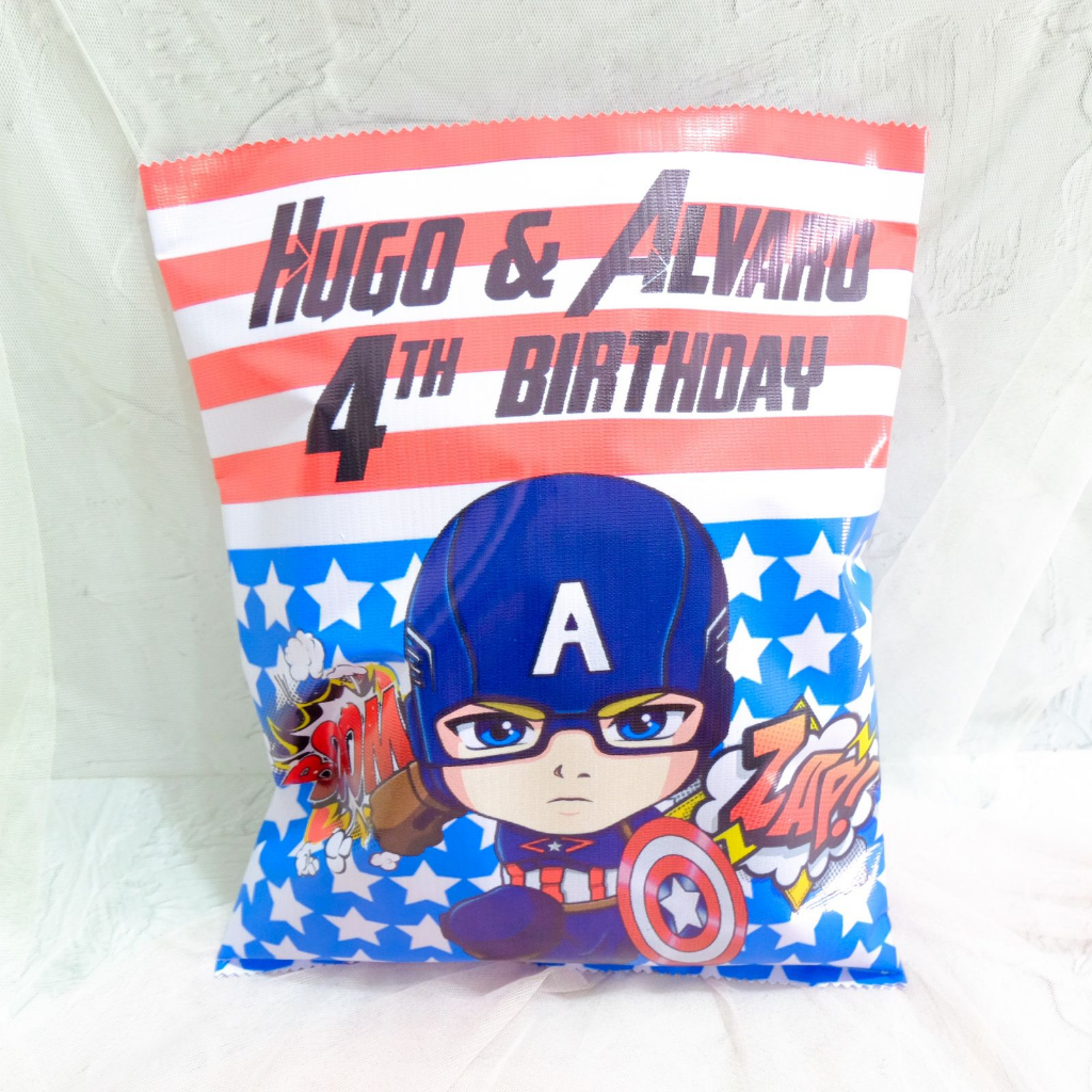 

Captain America Superhero Pouch Snack Birthday / Kantong Souvenir Ulang Tahun