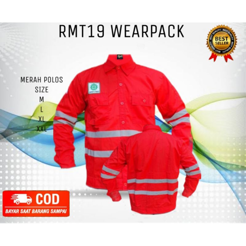 wearpack kerja baju kemeja safety K3 Murah wearpack atasan warna merah polos/toska polos