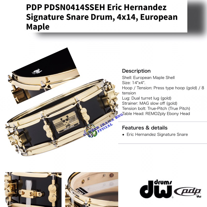 PDP PDSN0414SSEH - PDP BY DW SNARE DRUM ERIC HERNANDEZ SIGNATURE 14x4"