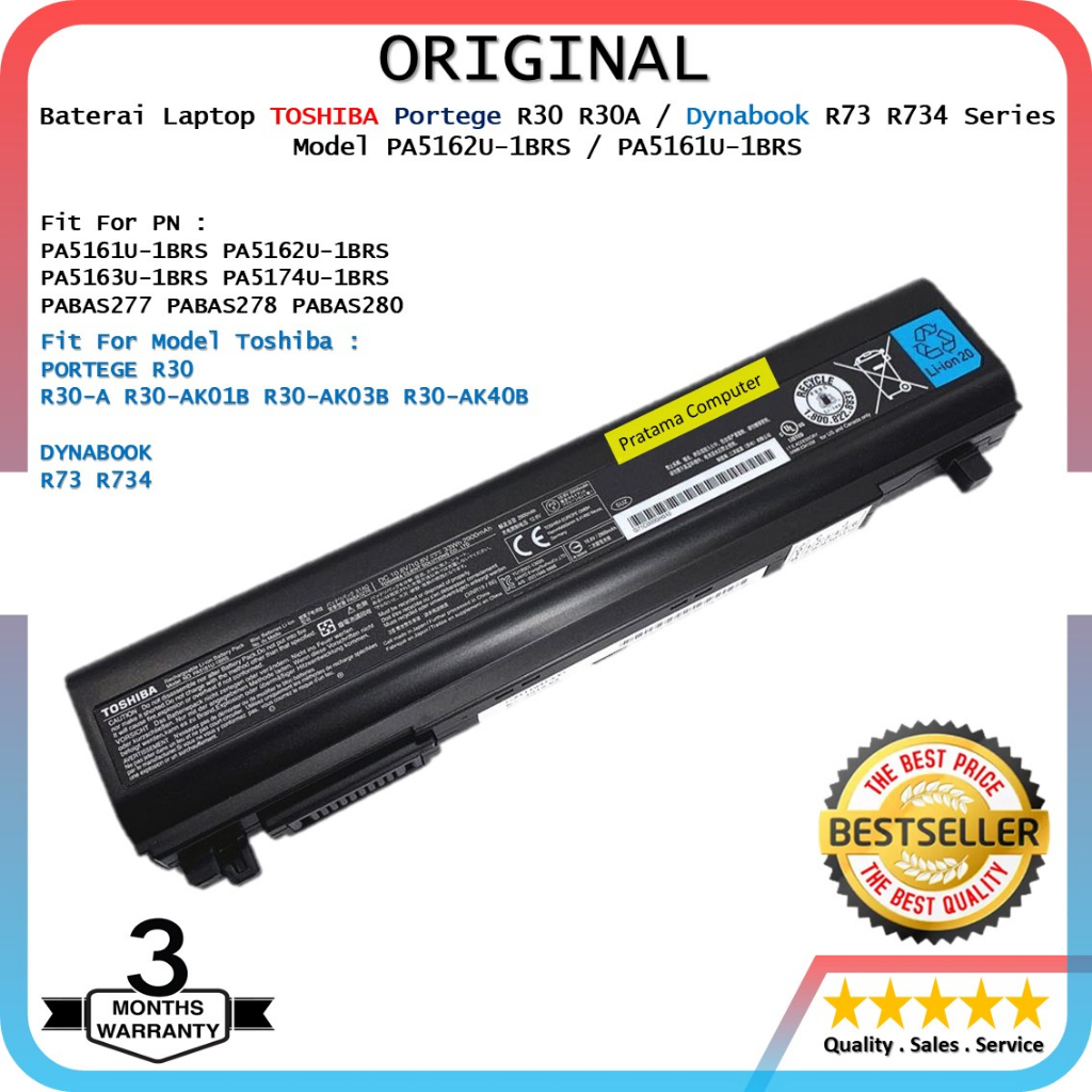 Baterai Toshiba Portege R30 R30 A R30 A1310 R30 AK01B PABAS277 PA5162U