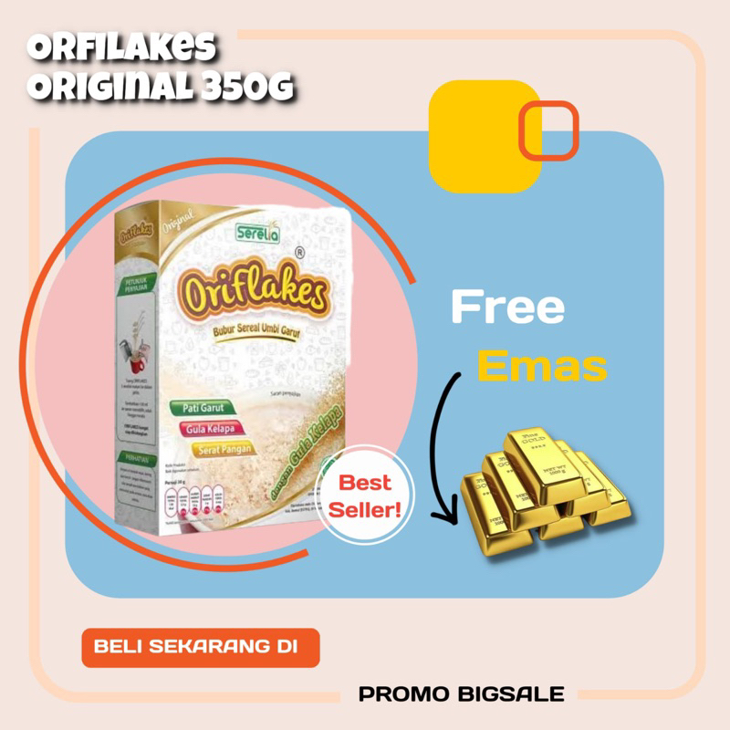 

Oriflakes Original Plain dan Gula jelapa Asam Lambung Diabetes Diet Sereal Umbi Garut Free Gluten 350g