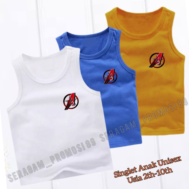 Atasan Singlet Katun Motif AVENGERS Anak Unisex 2-10th / Pakaian Singlet Anak-Anak / Baju Singlet An