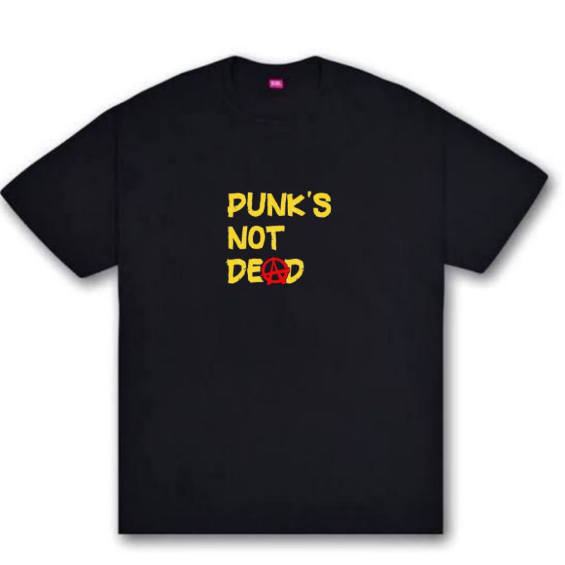 KAOS BAND PUNK NOT DEAD | T-SHIRT BANG PUNK YELLOW NOT DEAD | KAOS HITAM BAND PUNK TERLARIS