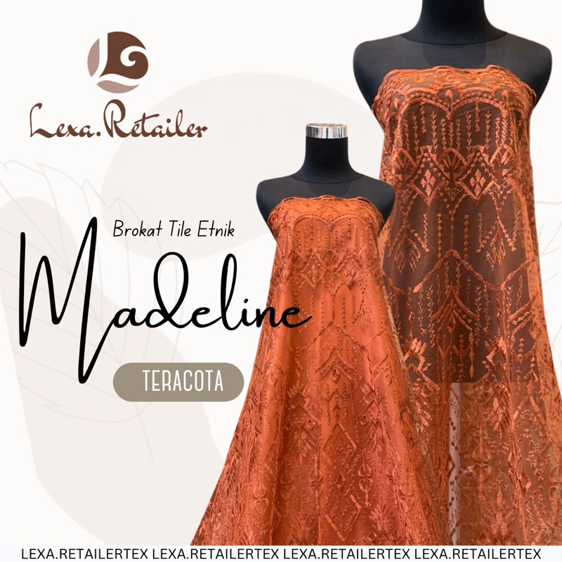 1/2 Meter Kain Bahan Kebaya Brokat Brukat Tile Tule Etnik Mewah Madeline Warna Teracotta Teracota