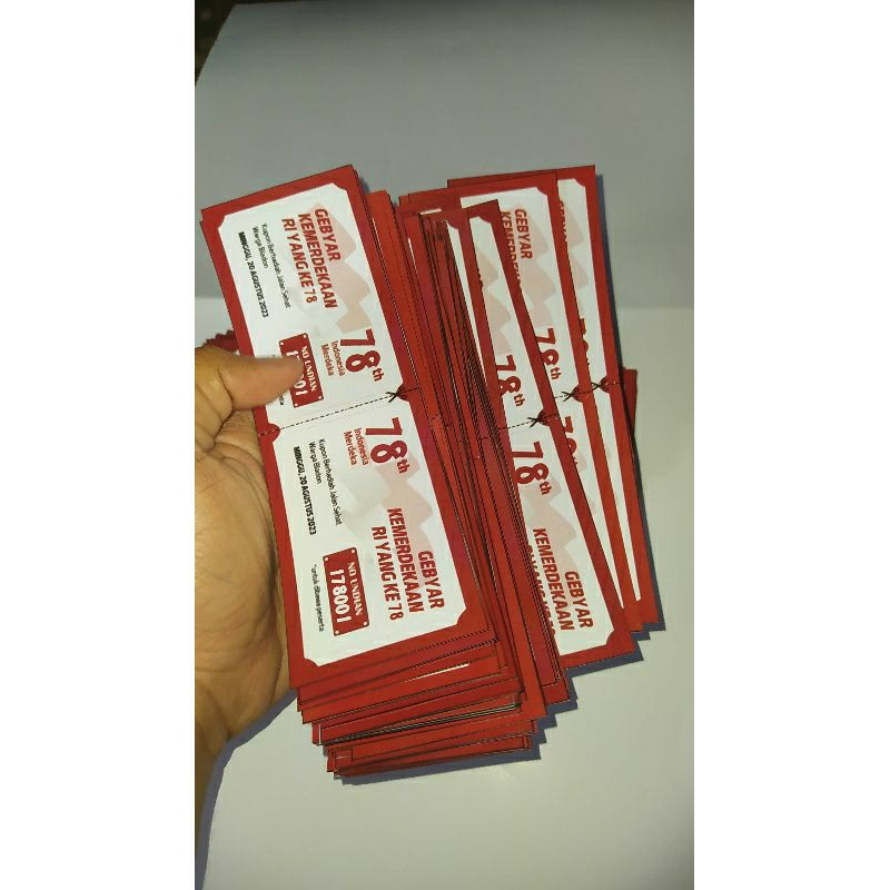 

tiket, Kupon jalan sehat, karcis parkir BAHAN HVS100GRAM