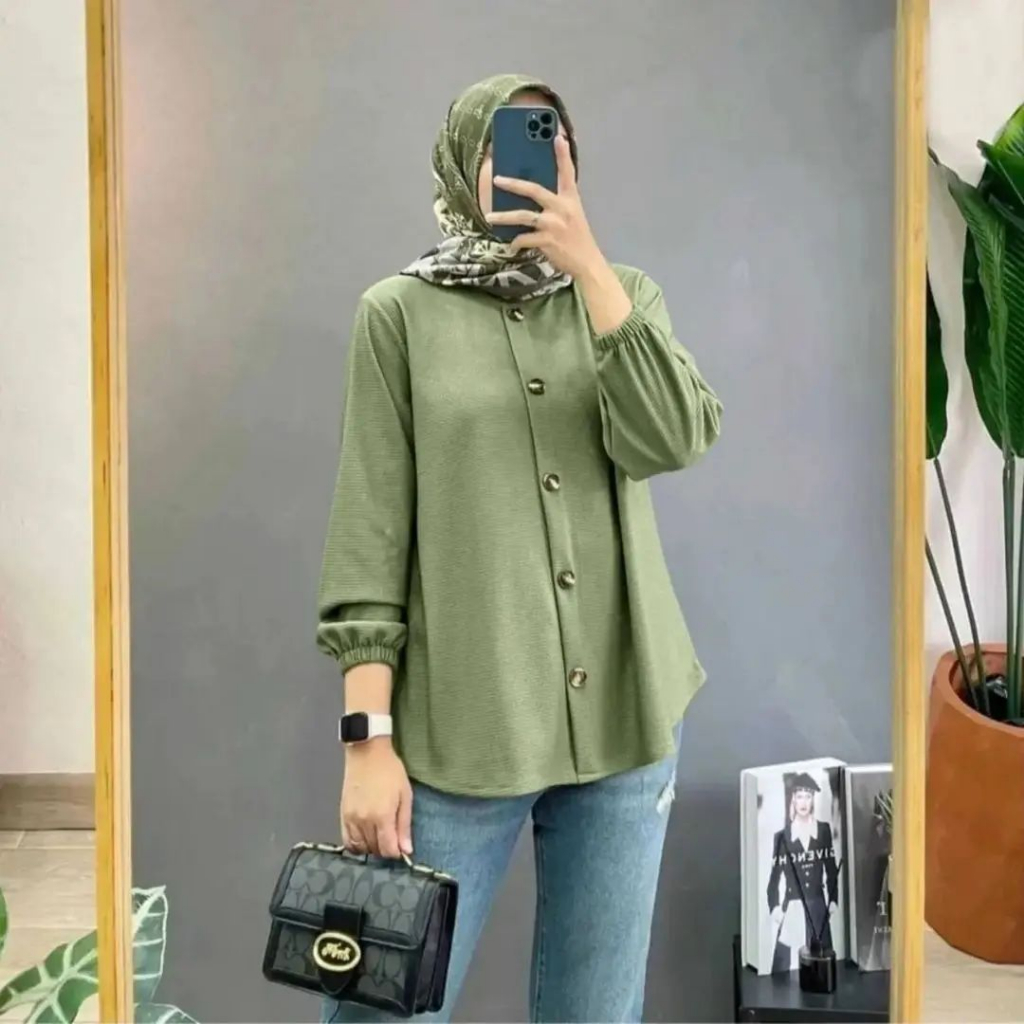 BLOUSE WANITA DEVANCA BLOUSE BO M L XL DAN XXL JUMBO BAHAN CRINKLE AIRFLOW BUSUI FRIENDLY BLOUSE WAN