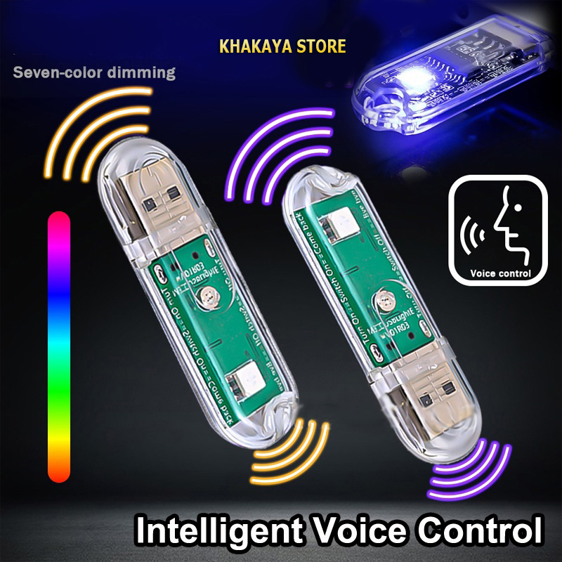 Lampu USB Mini Smart Voice Control   LED RGB   Lampu Tidur Suara Cerdas