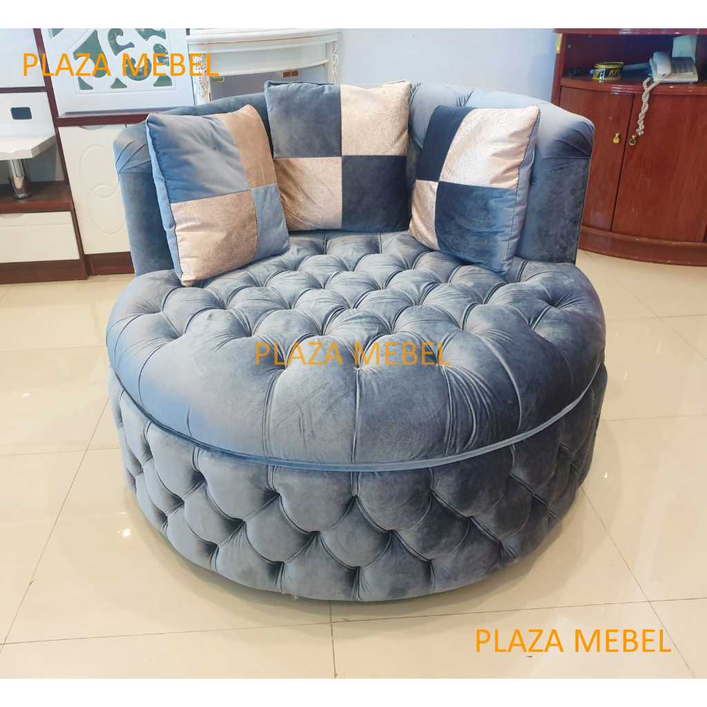 Sofa Santai Bulat Clarisa Single / Bundar Bludru MEWAH