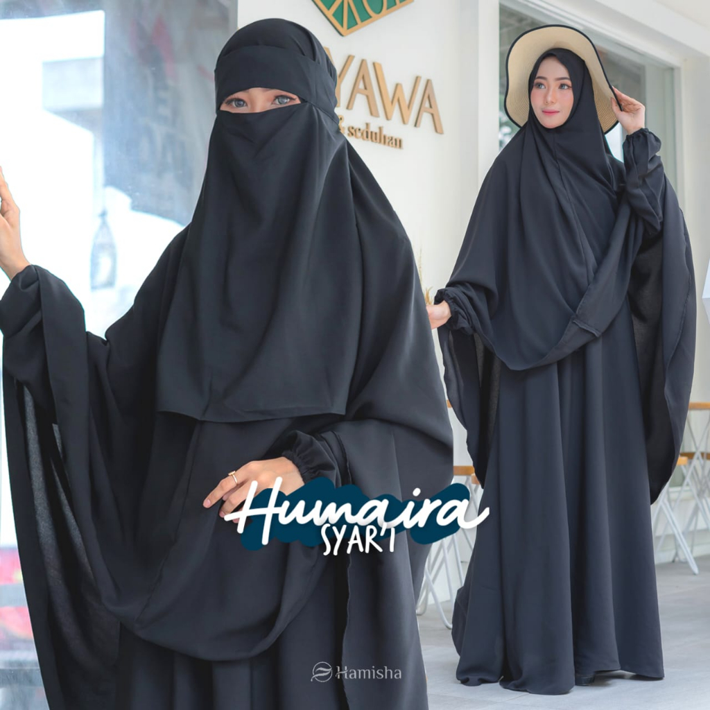 HUMAIRA SYARI gamis set khimar cadar bandana no pad tidak belah wolfis original HAMIZ
